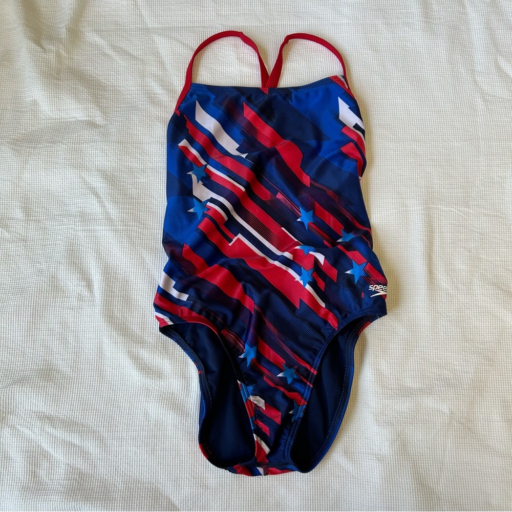 Speedo Pro LT Women's One-Piece Swimsuit - Red and Blue Starburst